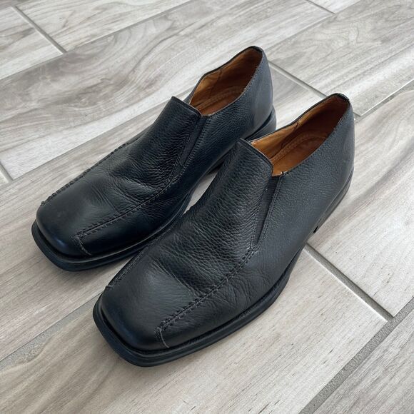 Sandro Men’s Black Leather Loafers Comfort Gel Dress Shoes 10.5 D Wide - Picture 4 of 12